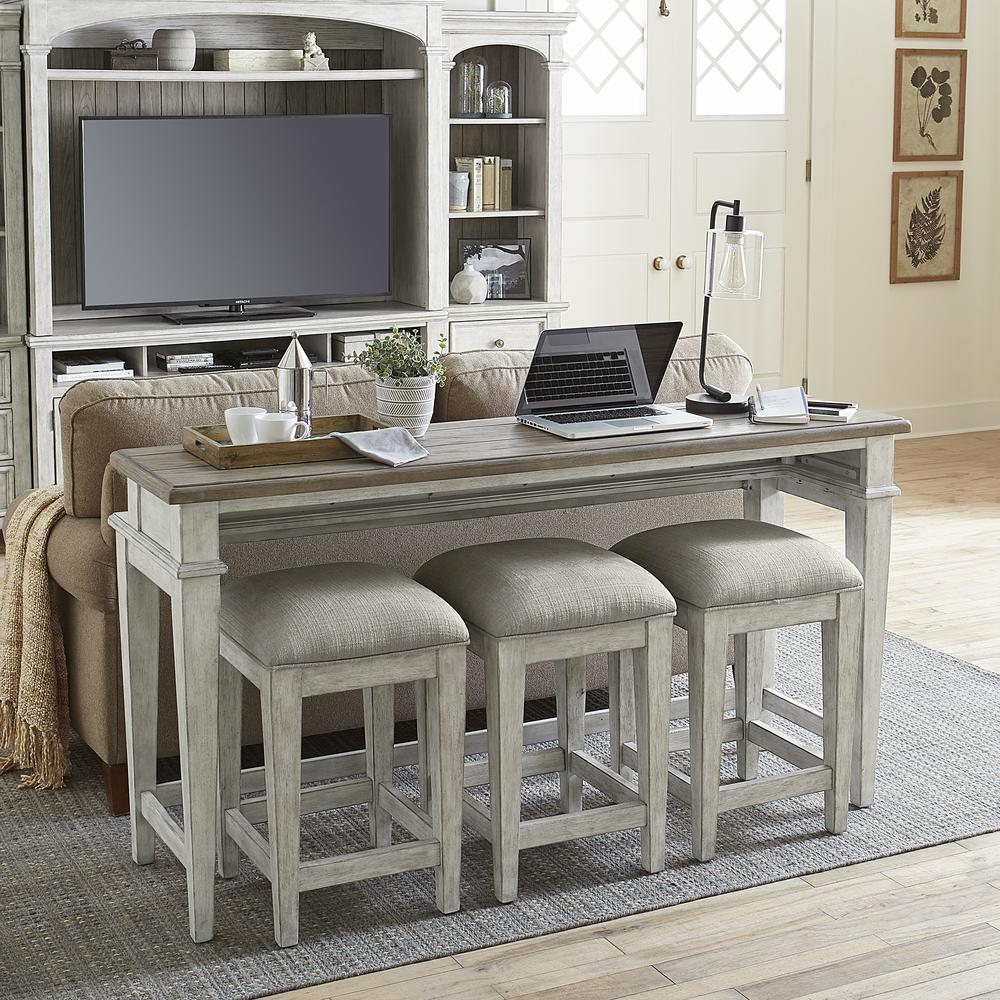 Heartland Console Bar Table in Antique White w/ Tobacco Top. Picture 9