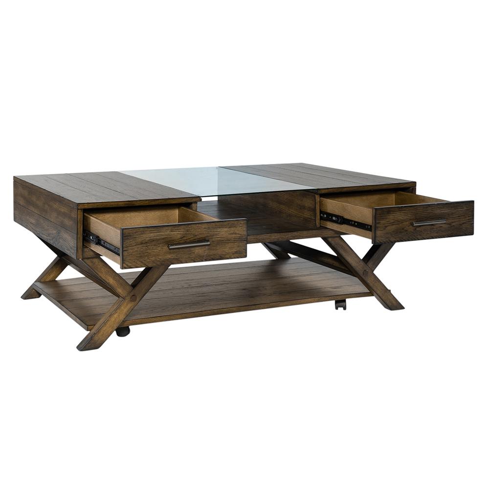 Lennox Display Cocktail Table in Weathered Chestnut. Picture 7