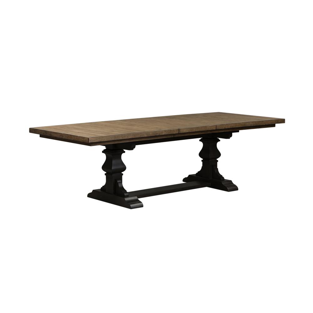 Harvest Home 7 Piece Trestle Table Set in Chalkboard. Picture 1