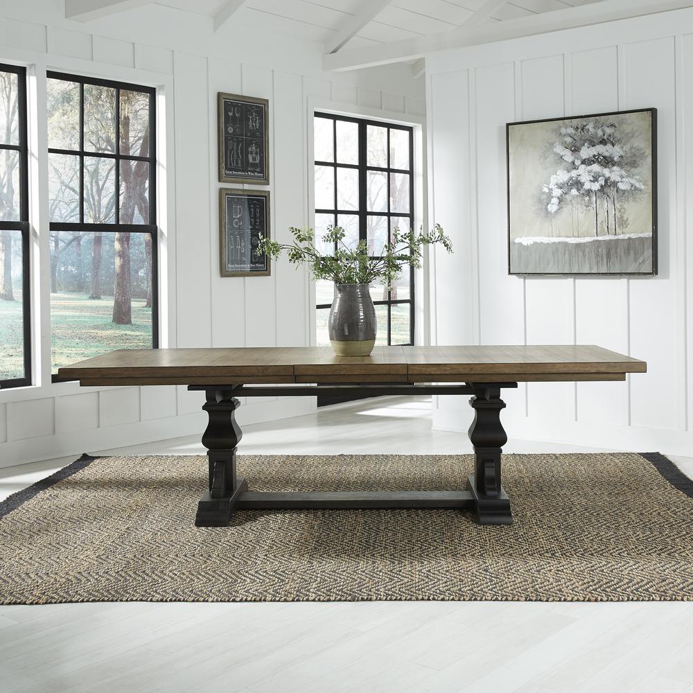 Harvest Home 7 Piece Trestle Table Set in Chalkboard. Picture 4