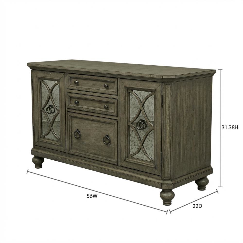 Rustic Credenza in Heathered Taupe with Storage and Wooden Finish. Picture 7