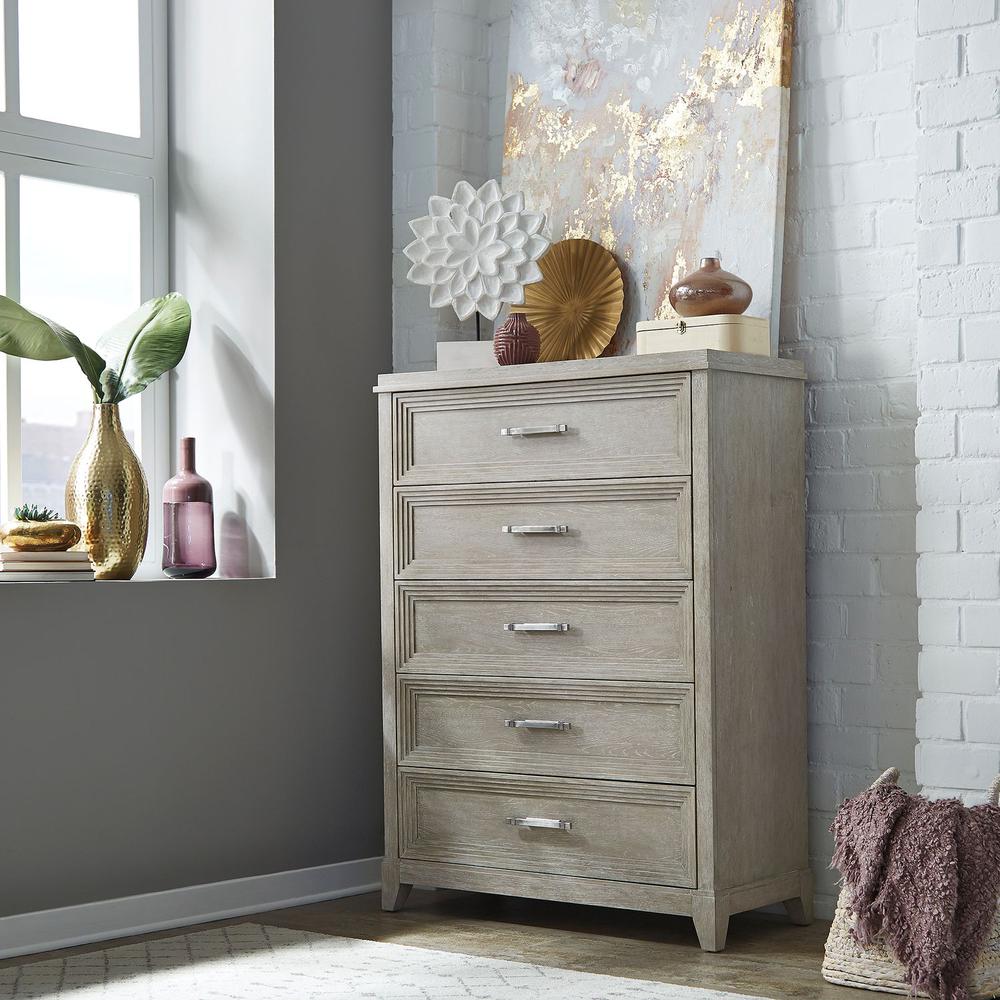 Belmar 5 Drawer Chest in Washed Taupe. Picture 2