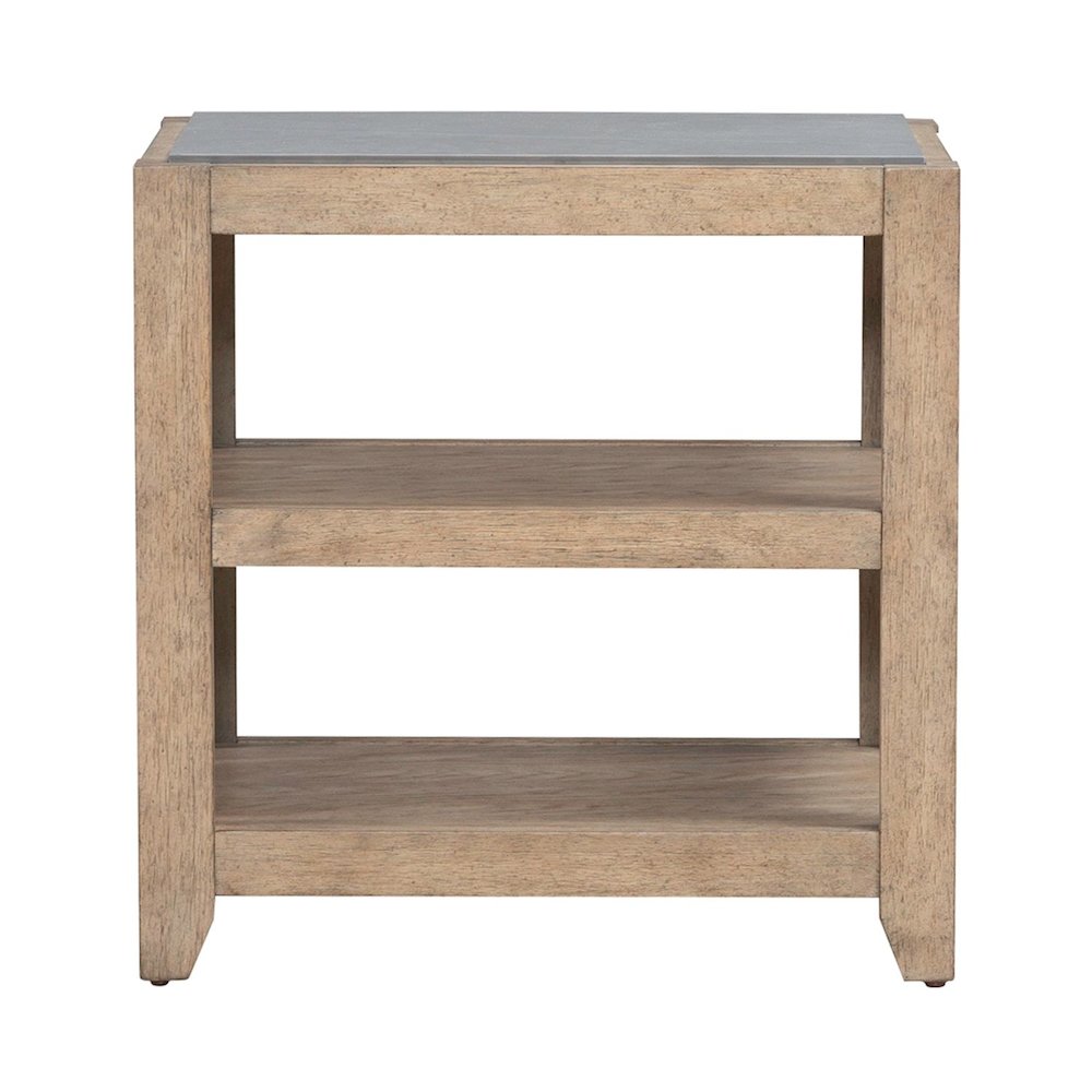 Millstone Chairside Table with Unique Tile Top for Living Room - Nutmeg Oak Wood. Picture 2