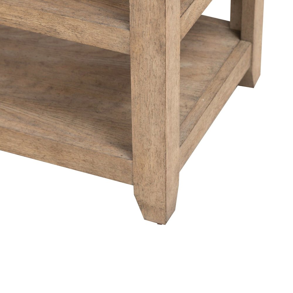 Millstone Chairside Table with Unique Tile Top for Living Room - Nutmeg Oak Wood. Picture 6