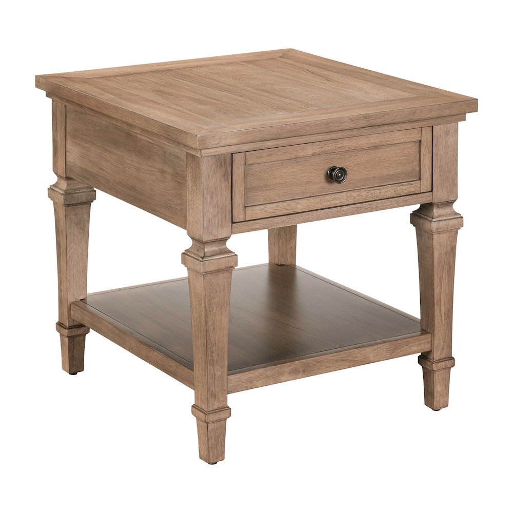 Haven Hills End Table for Living Room Traditional - Camel Beige Birch Wood. Picture 1