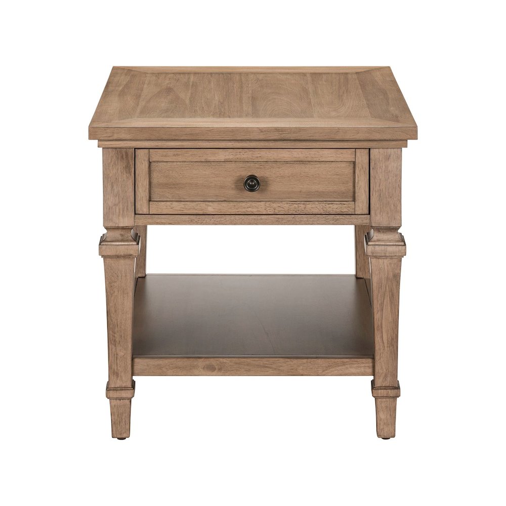Haven Hills End Table for Living Room Traditional - Camel Beige Birch Wood. Picture 3