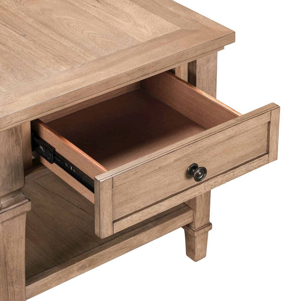 Haven Hills End Table for Living Room Traditional - Camel Beige Birch Wood. Picture 9