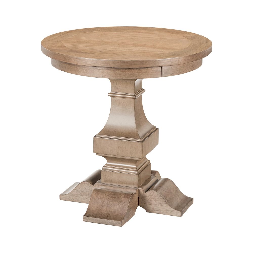 Haven Hills Round End Table for Living Room Traditional - Camel Beige Birch Wood. Picture 1