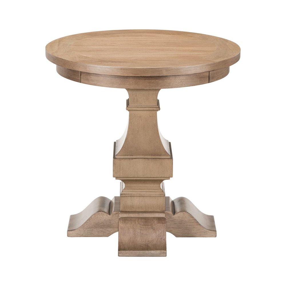 Haven Hills Round End Table for Living Room Traditional - Camel Beige Birch Wood. Picture 3