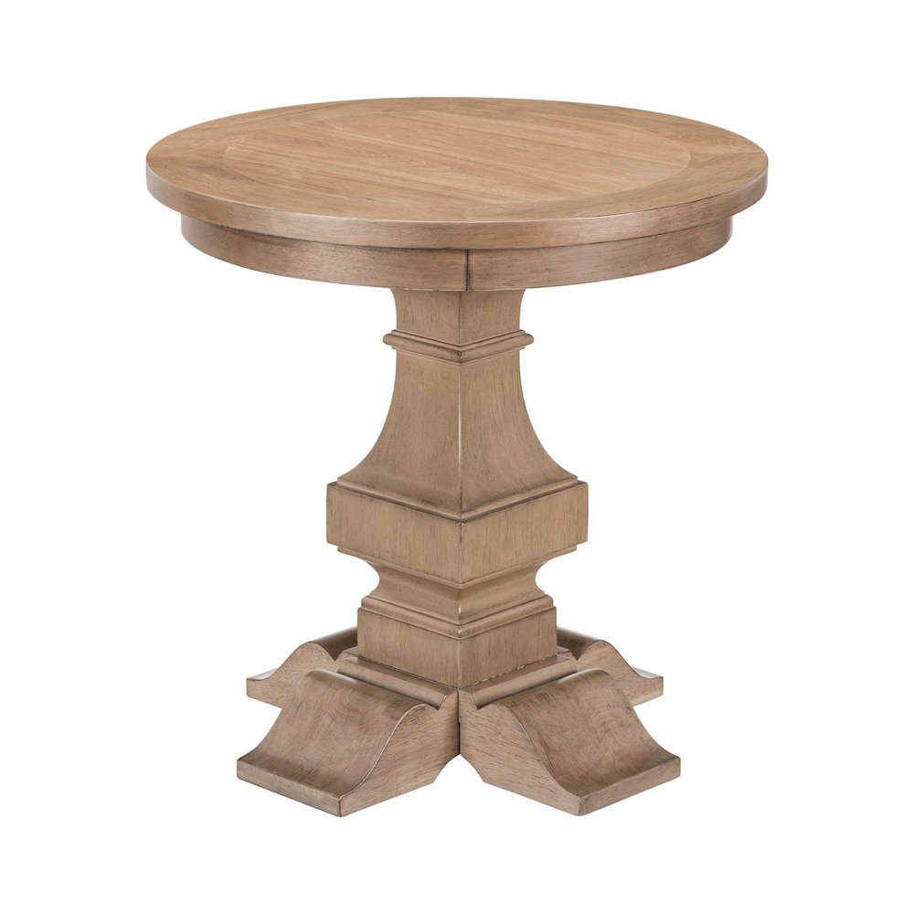 Haven Hills Round End Table for Living Room Traditional - Camel Beige Birch Wood. Picture 4