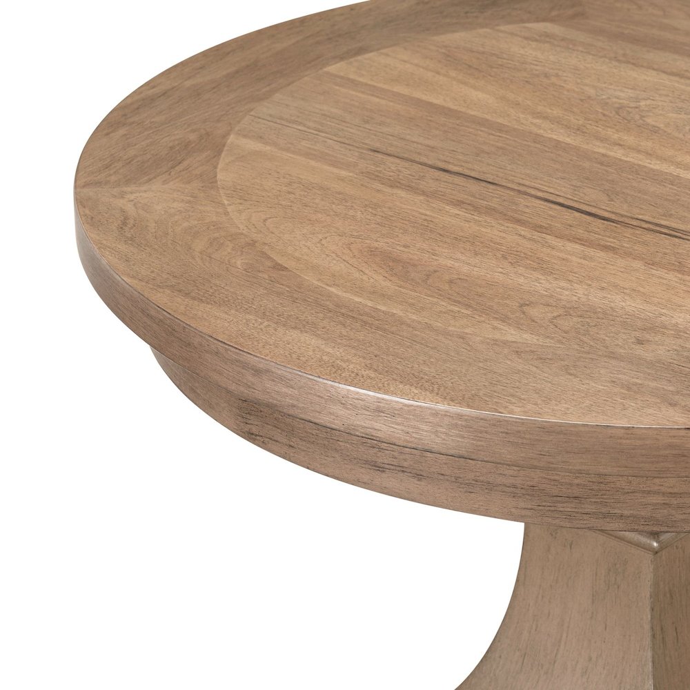 Haven Hills Round End Table for Living Room Traditional - Camel Beige Birch Wood. Picture 6
