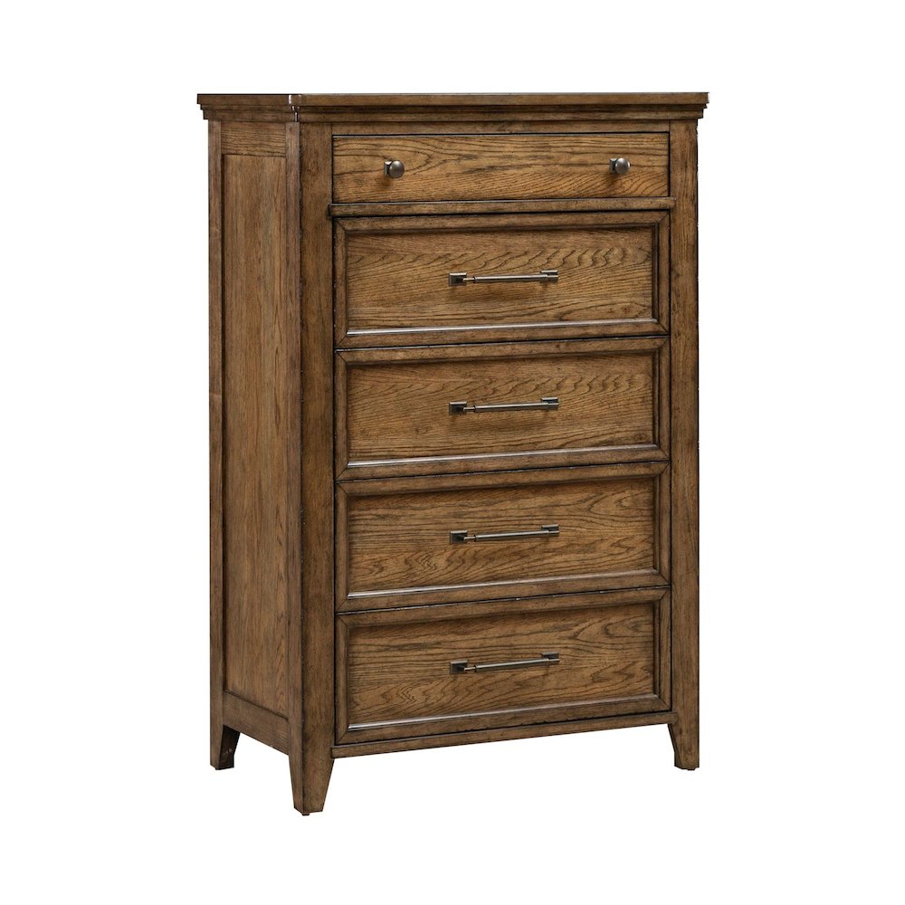 Carolina Park 5 Drawer Bedroom Chest Transitional - Amber Brown. Picture 1