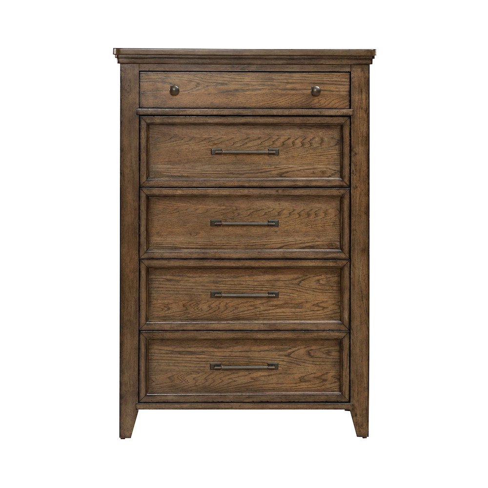 Carolina Park 5 Drawer Bedroom Chest Transitional - Amber Brown. Picture 3