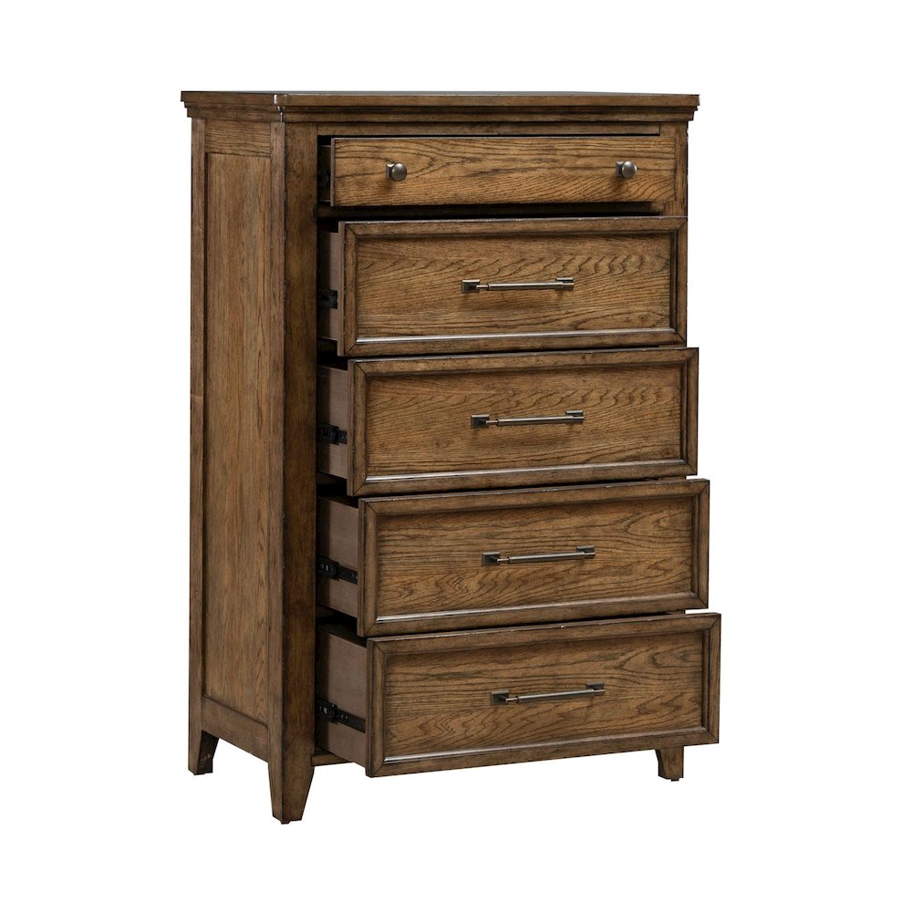 Carolina Park 5 Drawer Bedroom Chest Transitional - Amber Brown. Picture 7