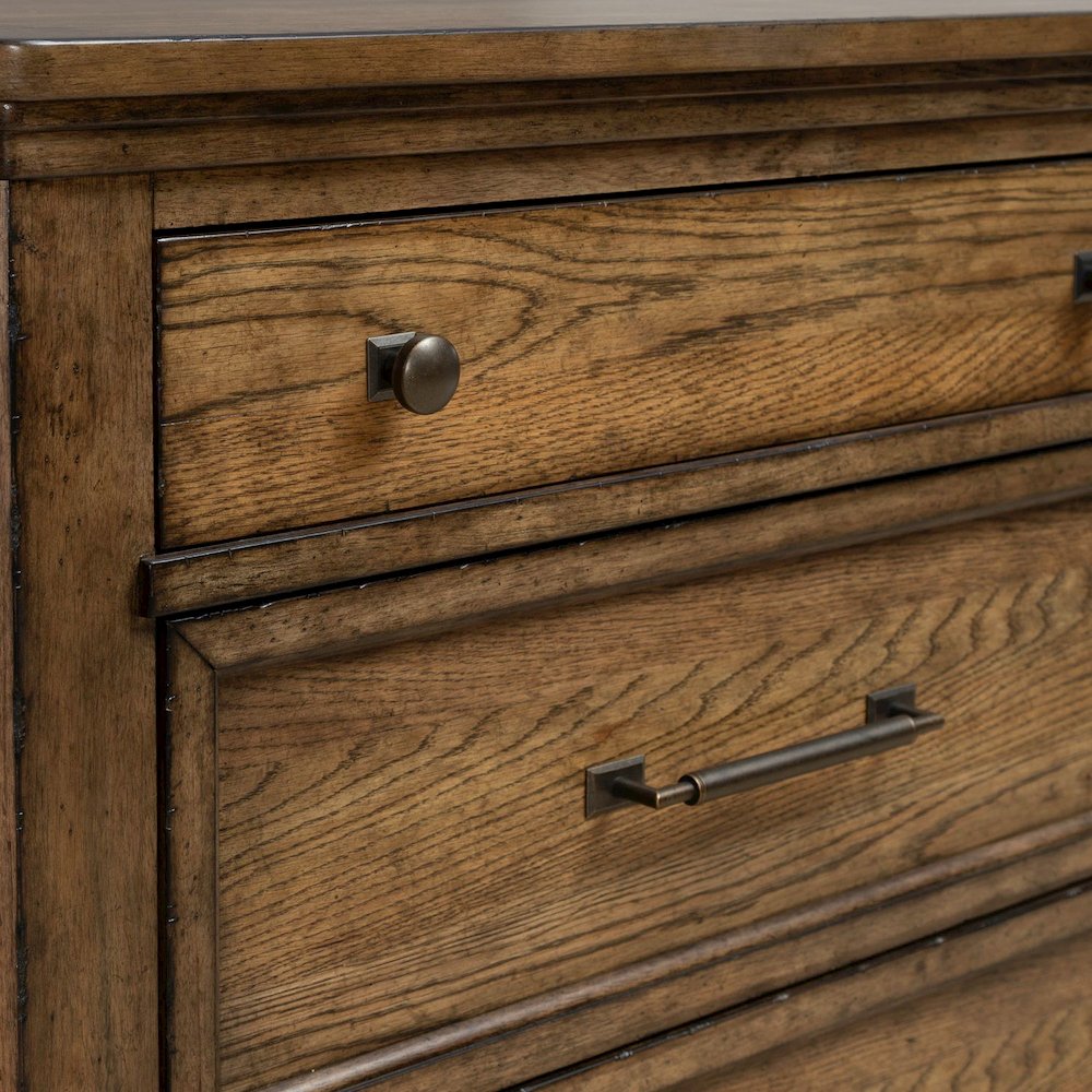 Carolina Park 5 Drawer Bedroom Chest Transitional - Amber Brown. Picture 9
