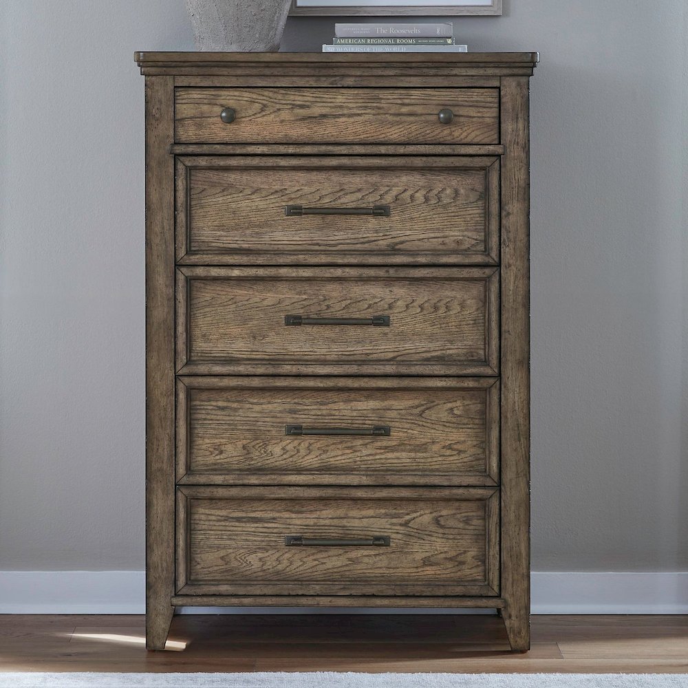 Carolina Park 5 Drawer Bedroom Chest Transitional - Amber Brown. Picture 2