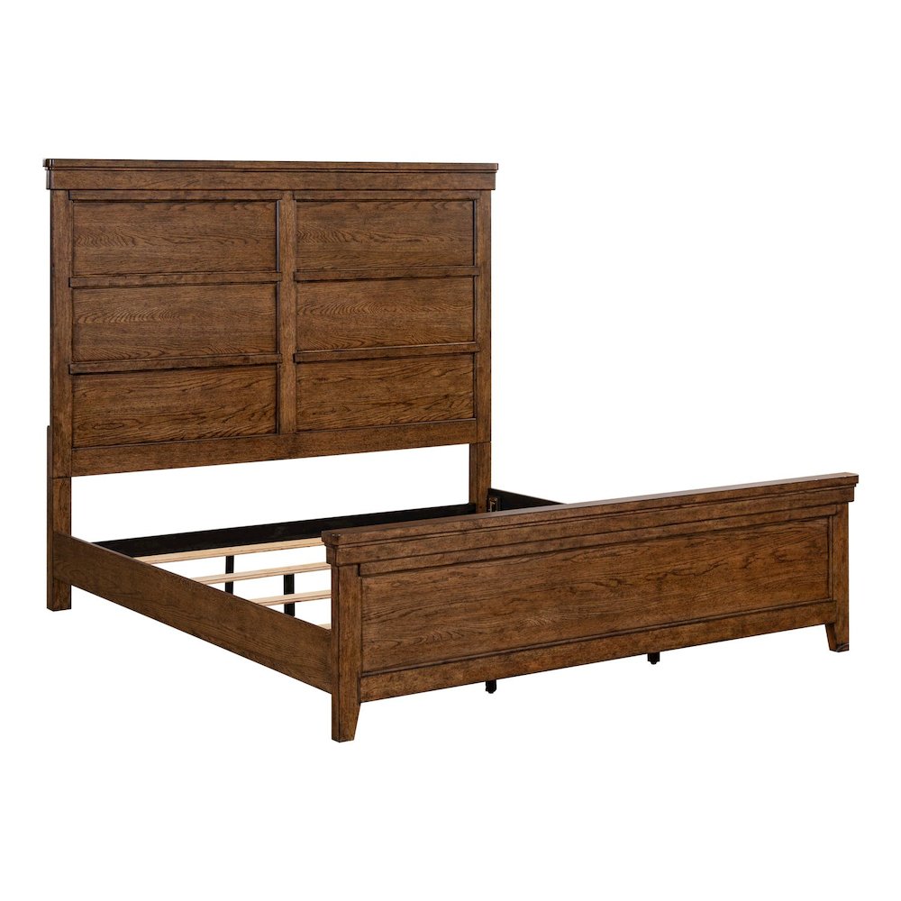 Carolina Park King Panel Bed Transitional  - Amber Brown. Picture 1