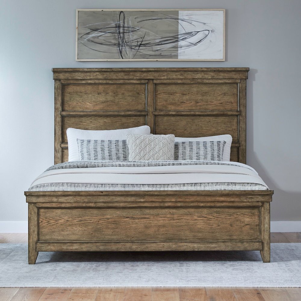 Carolina Park King Panel Bed Transitional  - Amber Brown. Picture 2