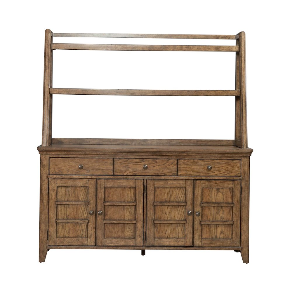 Carolina Park Server Cabinet & Hutch for Dining Room Storage - Amber Brown. Picture 1