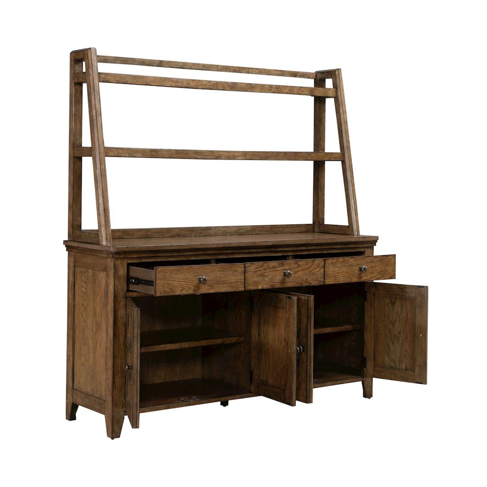 Carolina Park Server Cabinet & Hutch for Dining Room Storage - Amber Brown. Picture 4