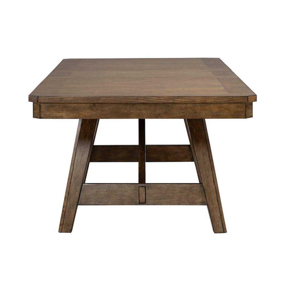 Carolina Park Trestle Table for Dining Room - Self Storing Leaf - Amber Brown. Picture 2
