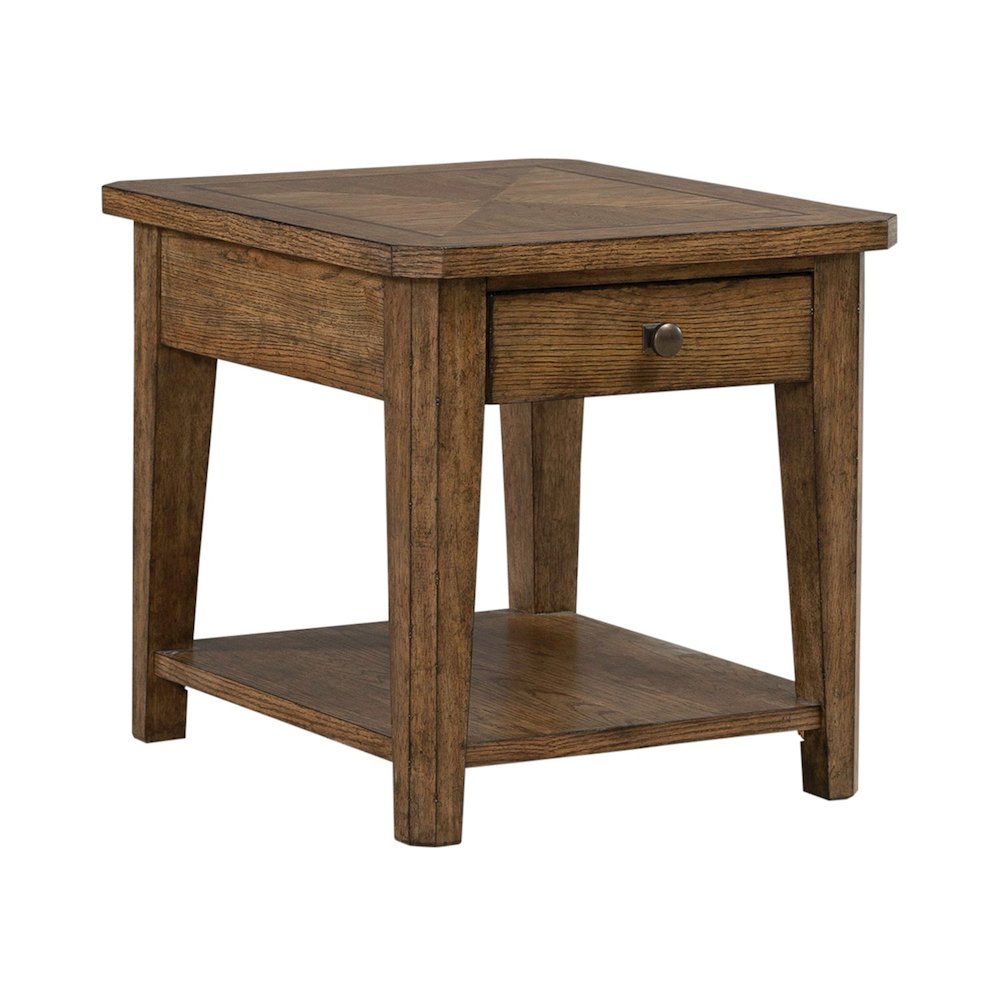 Carolina Park End Table for Living Room - Amber Brown Oak. Picture 8