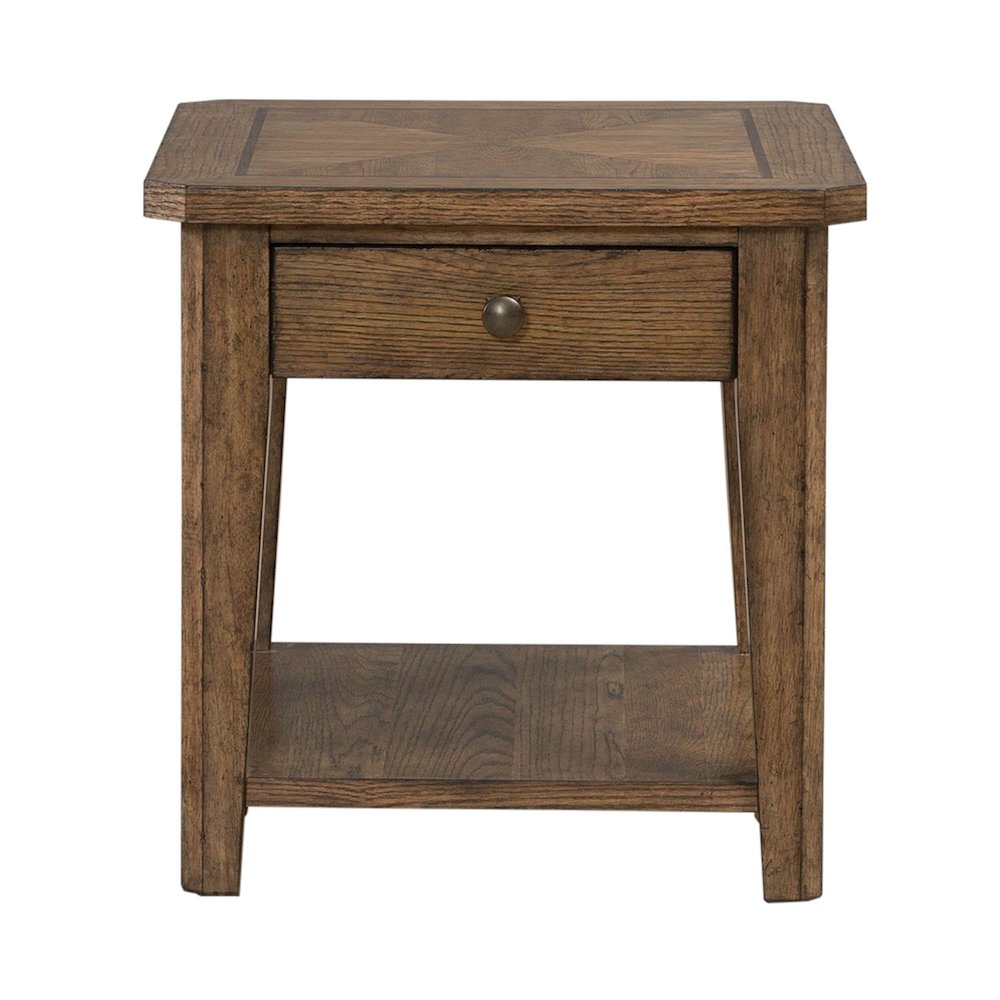Carolina Park End Table for Living Room - Amber Brown Oak. Picture 1