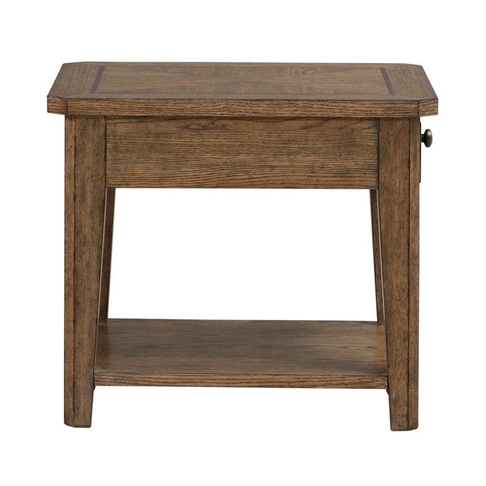 Carolina Park End Table for Living Room - Amber Brown Oak. Picture 2
