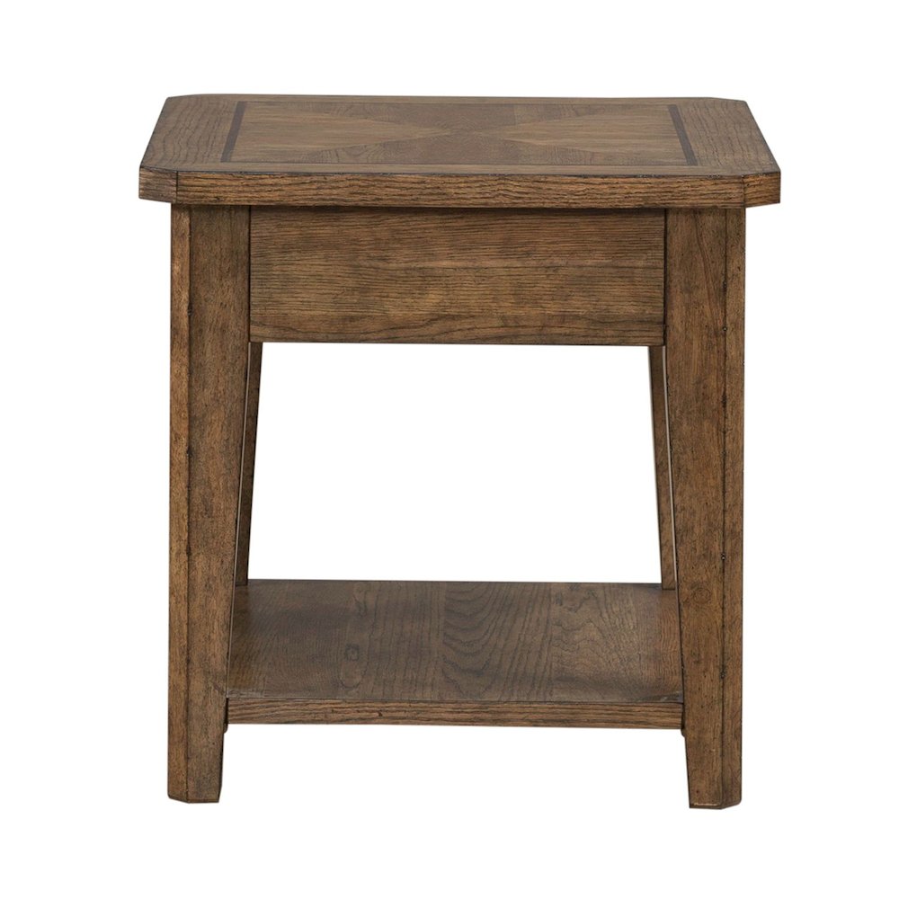 Carolina Park End Table for Living Room - Amber Brown Oak. Picture 3