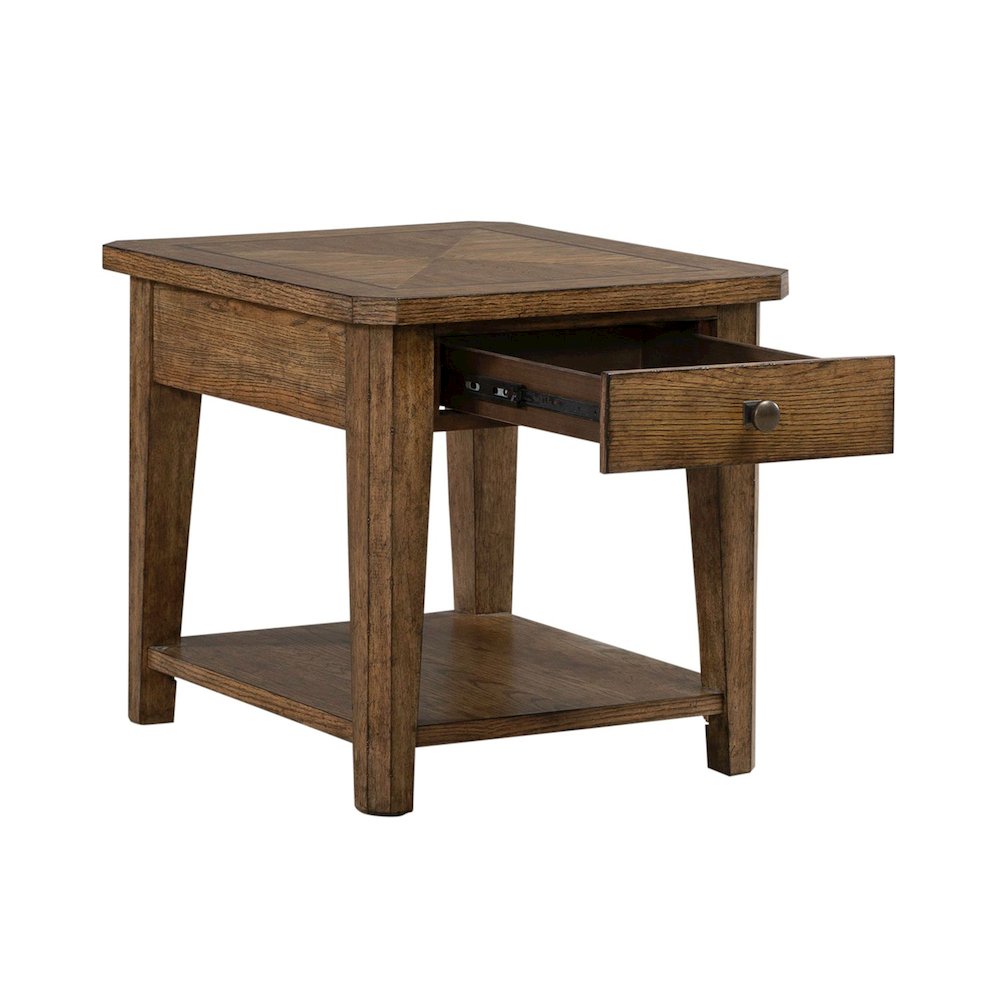 Carolina Park End Table for Living Room - Amber Brown Oak. Picture 5