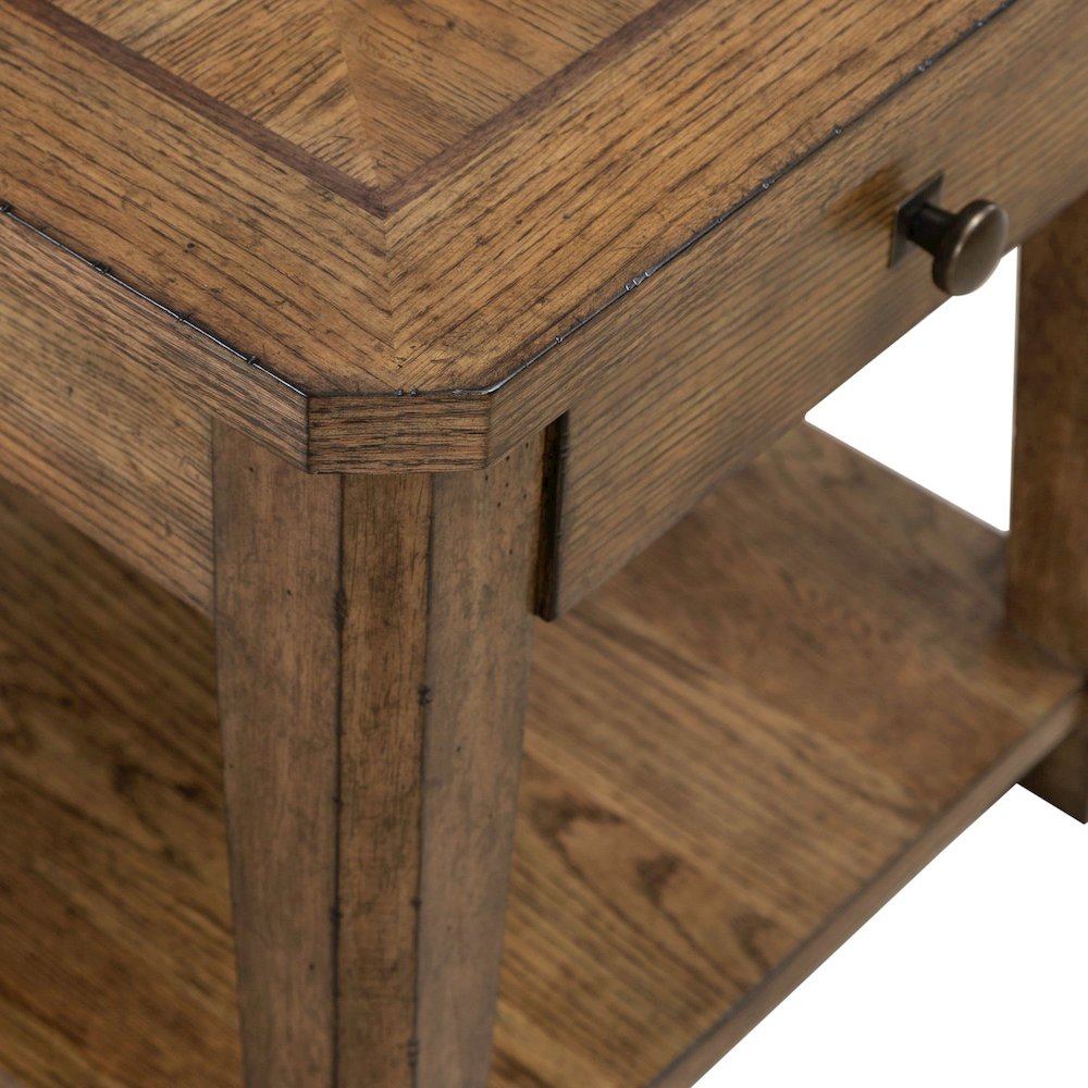 Carolina Park End Table for Living Room - Amber Brown Oak. Picture 6