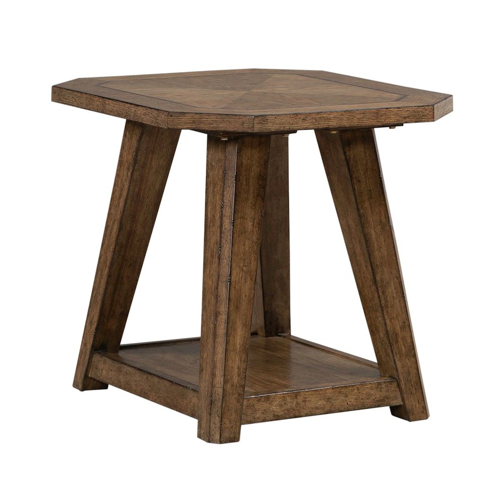 Carolina Park Octagonal End Table for Living Room - Amber Brown Oak. Picture 6