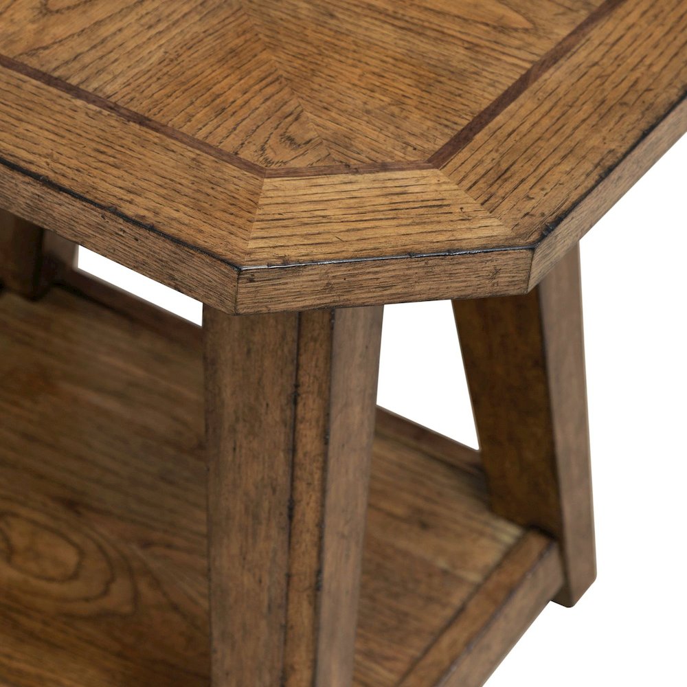 Carolina Park Octagonal End Table for Living Room - Amber Brown Oak. Picture 4