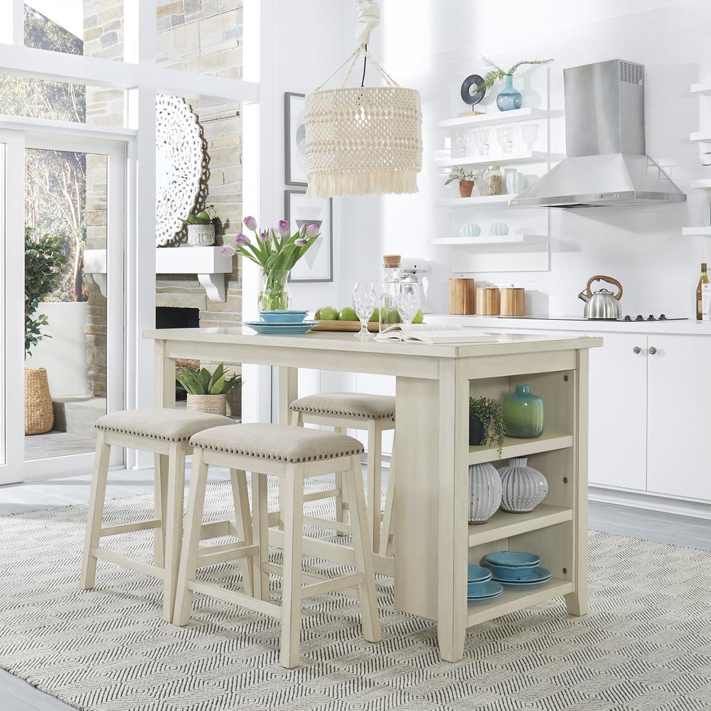 Brook Creek 5 Piece Counter Set - White in White. Picture 3