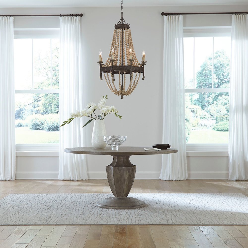 Pedestal Table Set in Havana Brown color. Picture 4