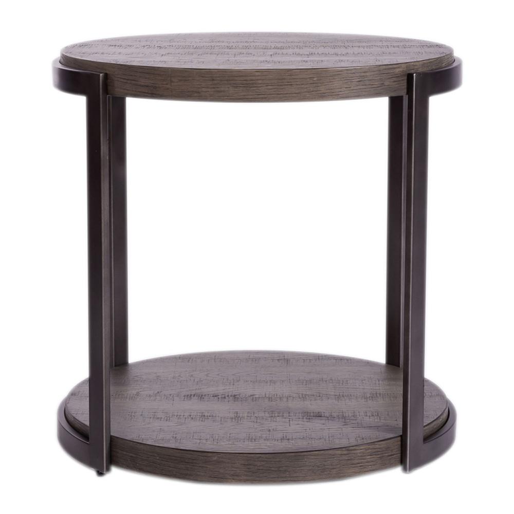 Modern View Round End Table in Gauntlet Gray. Picture 1
