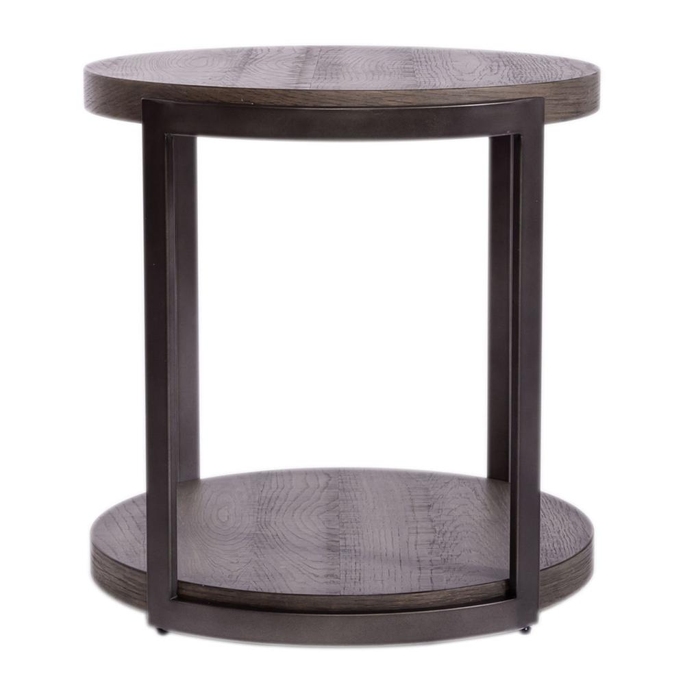 Modern View Round End Table in Gauntlet Gray. Picture 5