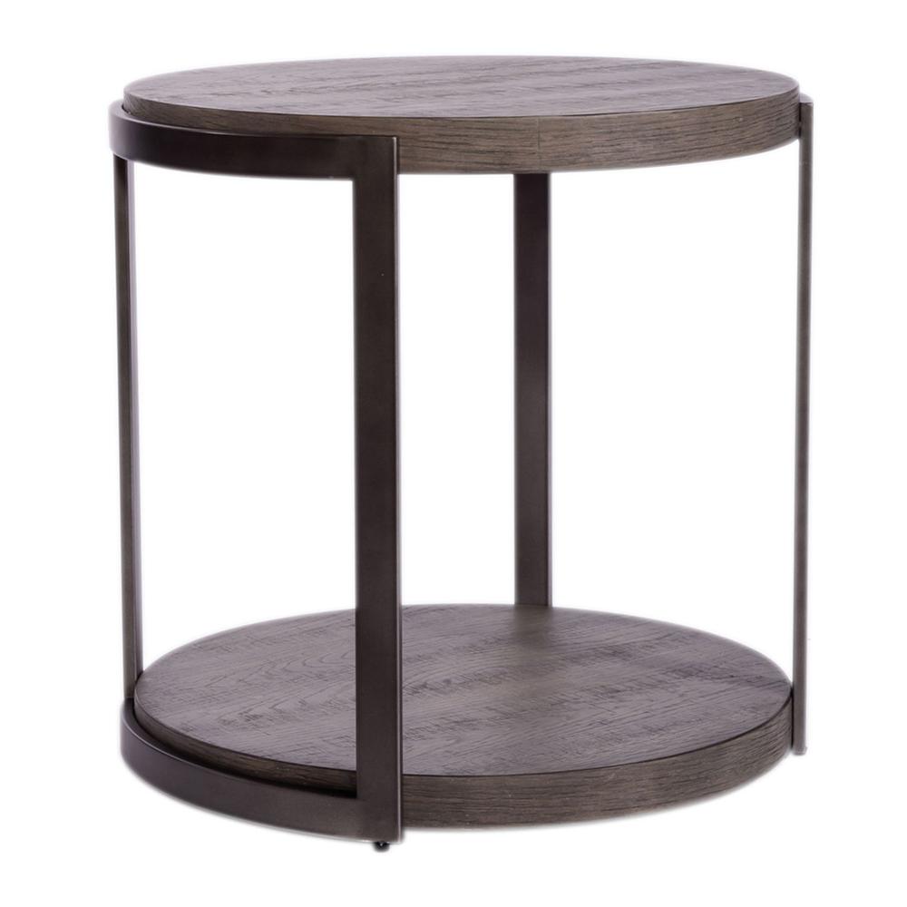 Modern View Round End Table in Gauntlet Gray. Picture 2