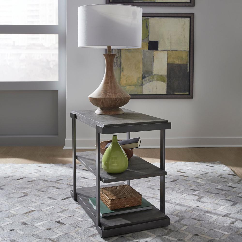 Modern View Tiered End Table in Gauntlet Gray. Picture 2