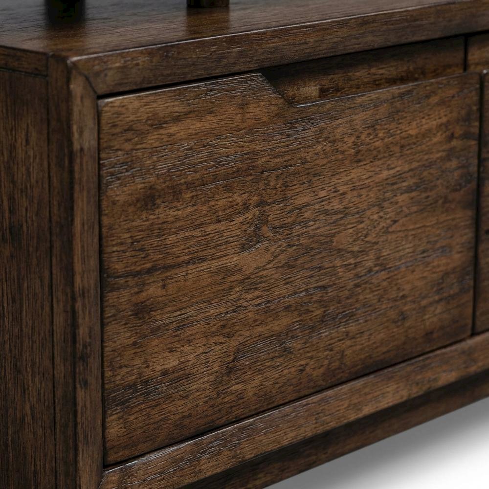 Bronze Spice TV Console with Solid and Manufactured Wood, Contemporary Style. Picture 5