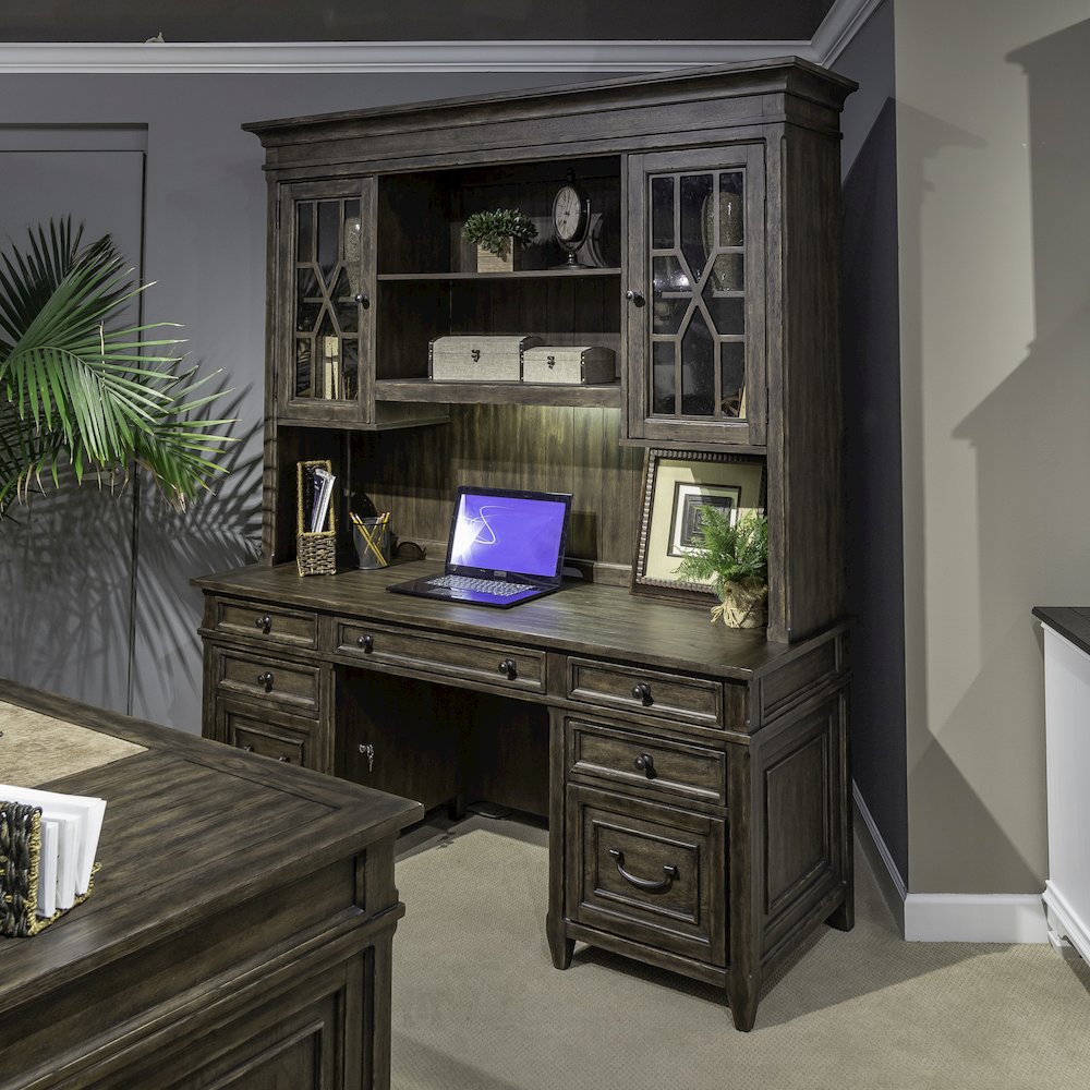 Credenza & Hutch in Rubberwood Solids w/ Split Heart White Oak Veneers. Picture 11