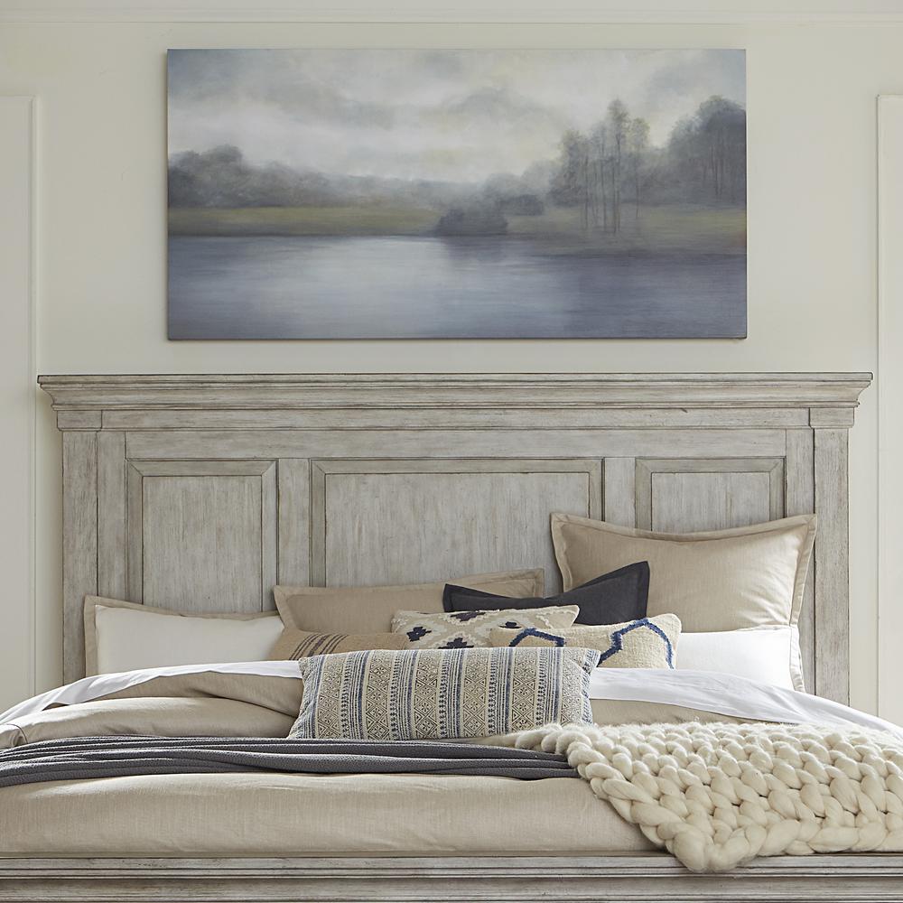 Heartland Queen Panel Headboard in Antique White w/ Tobacco Top. Picture 1