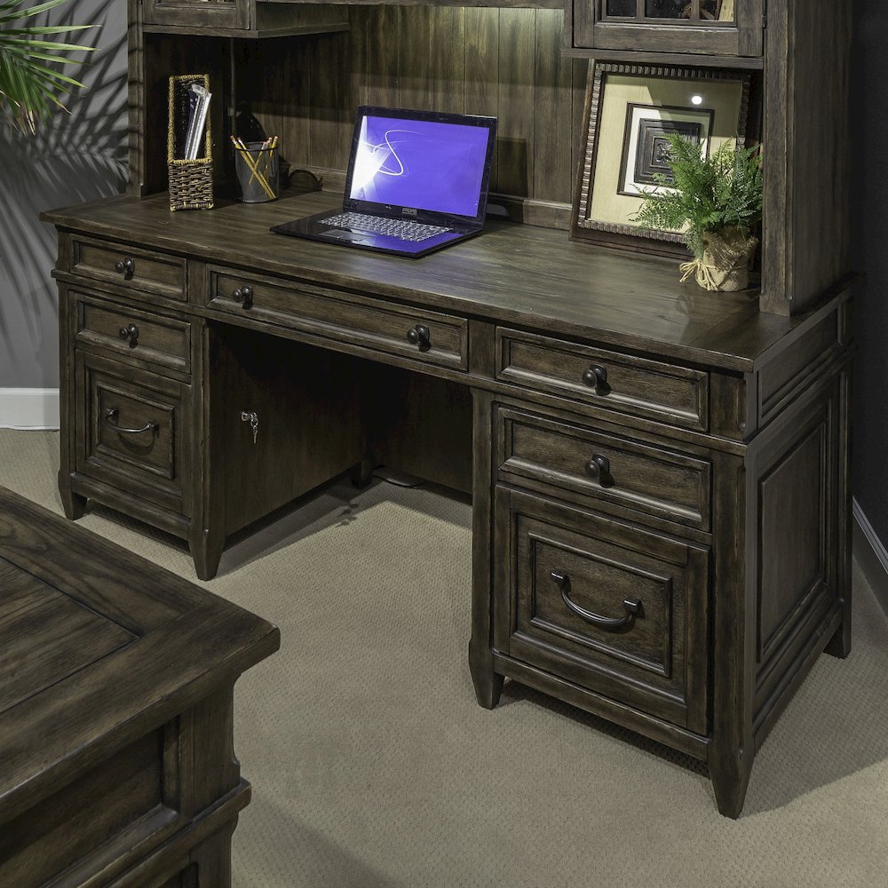 Executive Credenza in Rubberwood Solids w/ Split Heart White Oak Veneers. Picture 14