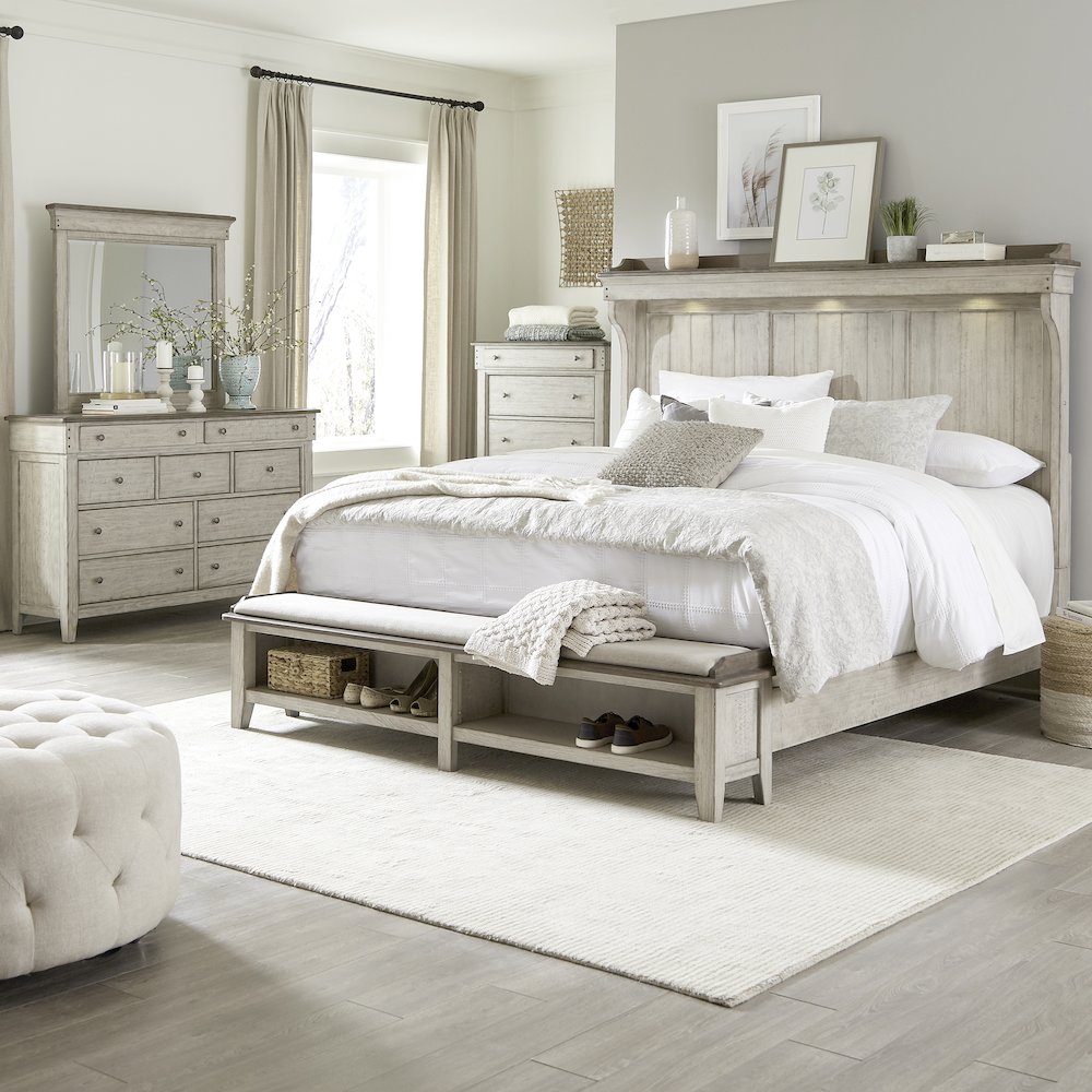 Ivy Hollow King Mantle Storage Bed, Dresser & Mirror, Chest. Picture 1