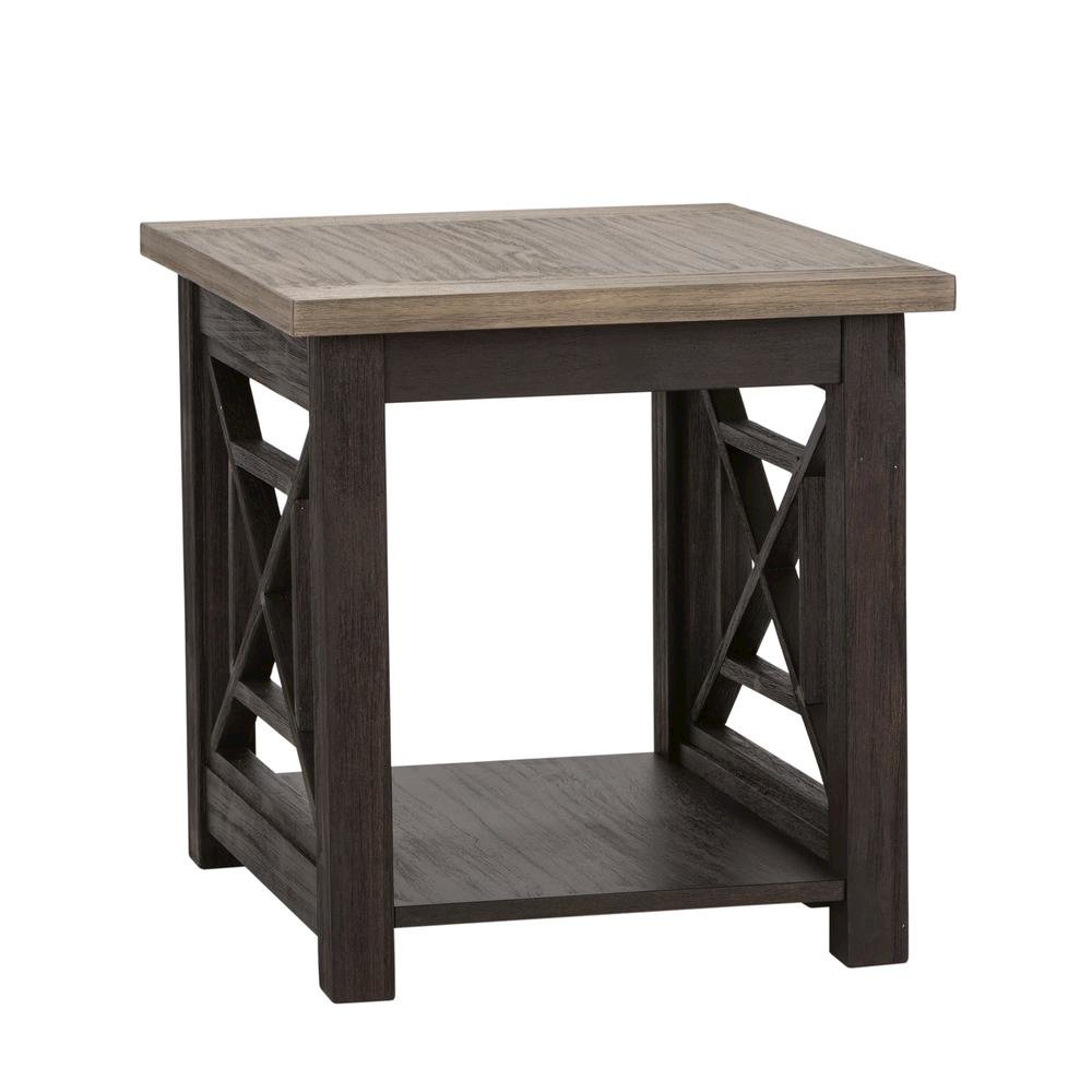Black Square End Table – Farmhouse Side Table for Living Room Décor. Picture 2