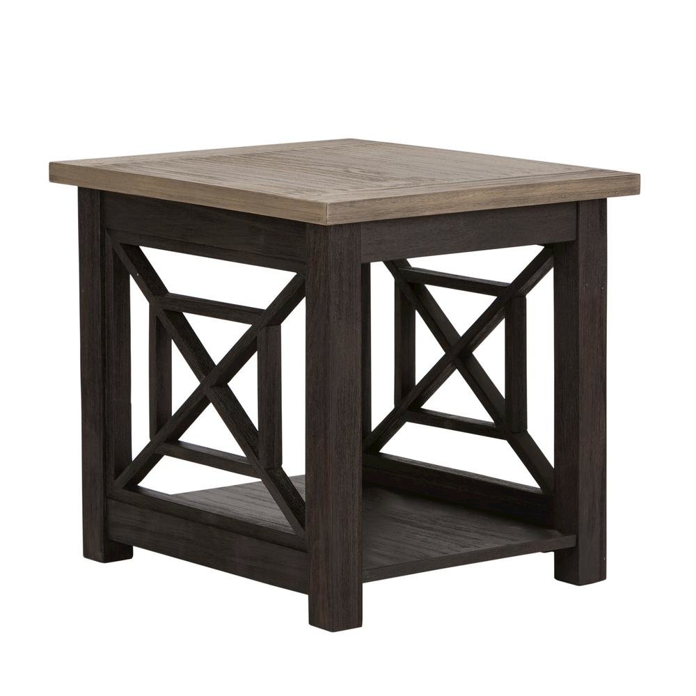 Black Square End Table – Farmhouse Side Table for Living Room Décor. Picture 1