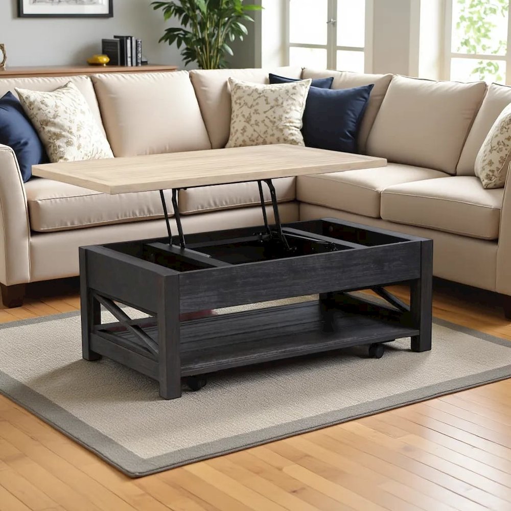 Black Lift Top Cocktail Table – Living Room Center Table and Coffee Table. Picture 6