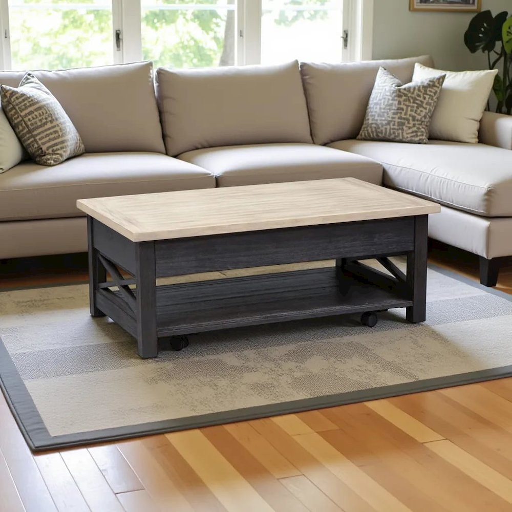 Black Lift Top Cocktail Table – Living Room Center Table and Coffee Table. Picture 7