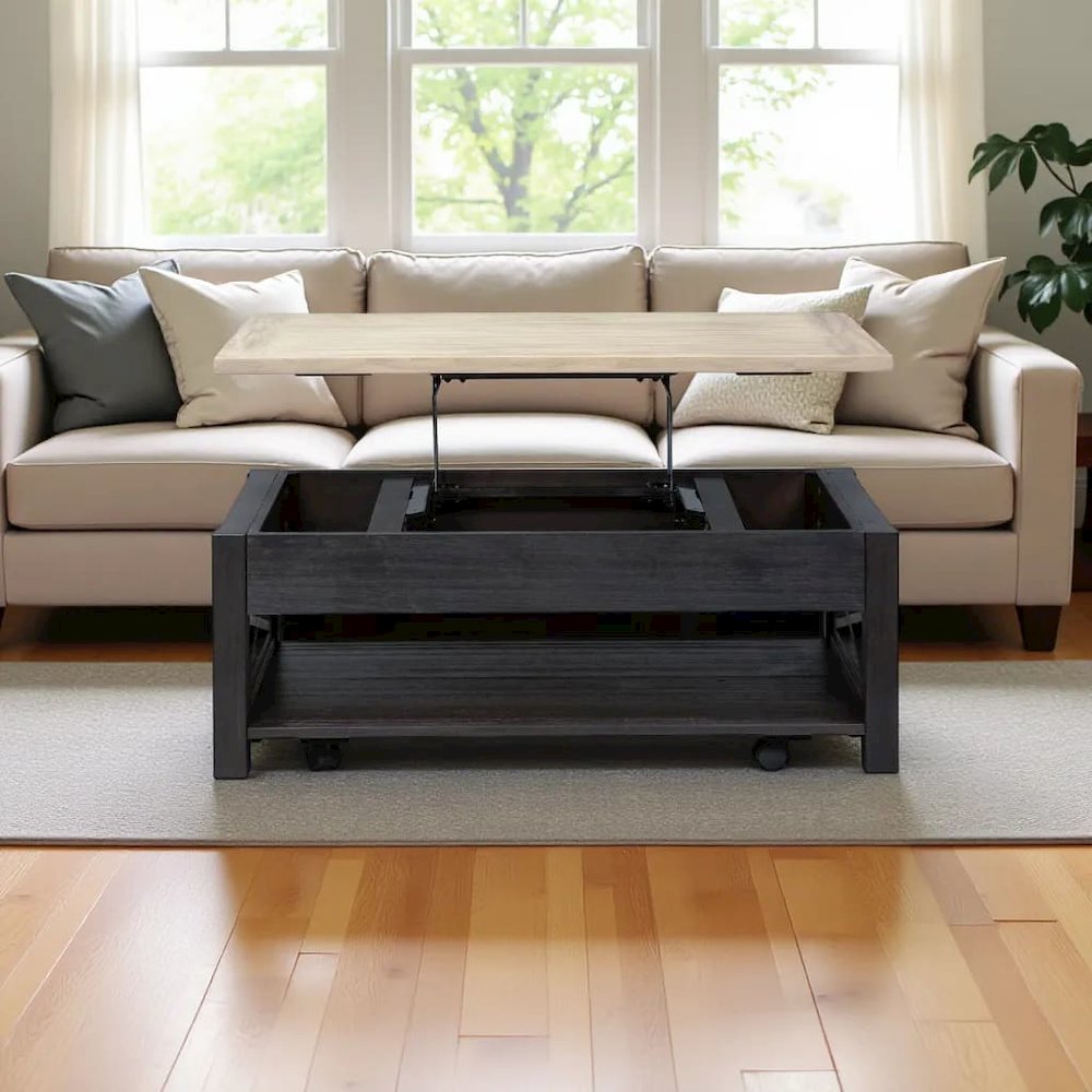Black Lift Top Cocktail Table – Living Room Center Table and Coffee Table. Picture 8