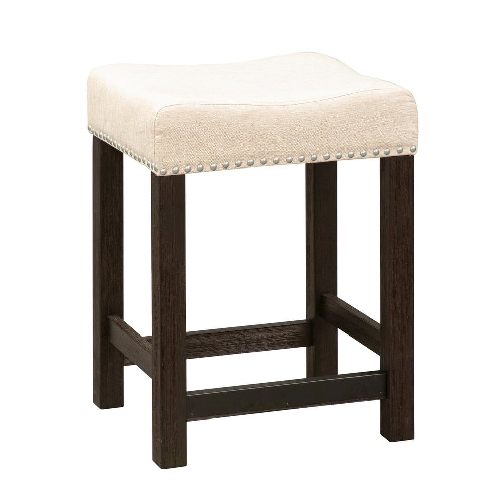 Black Upholstered Stool for Vanity, Small Vanity Stool with Poplar Legs. Picture 1
